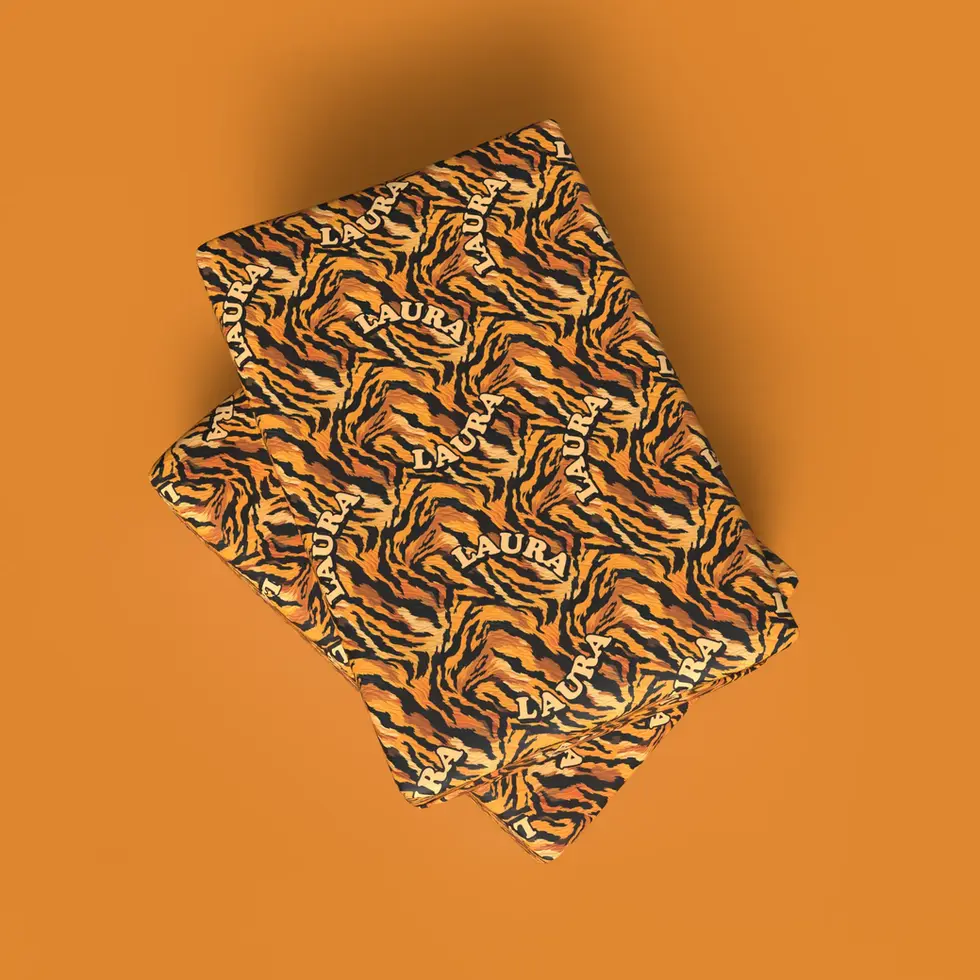 tiger chic personalized name wrapping paper