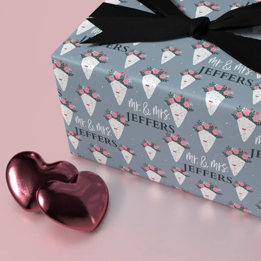 custom mr and mrs last name gift wrap
