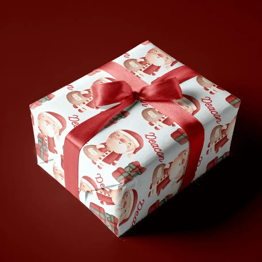 personalized santa christmas wrapping paper