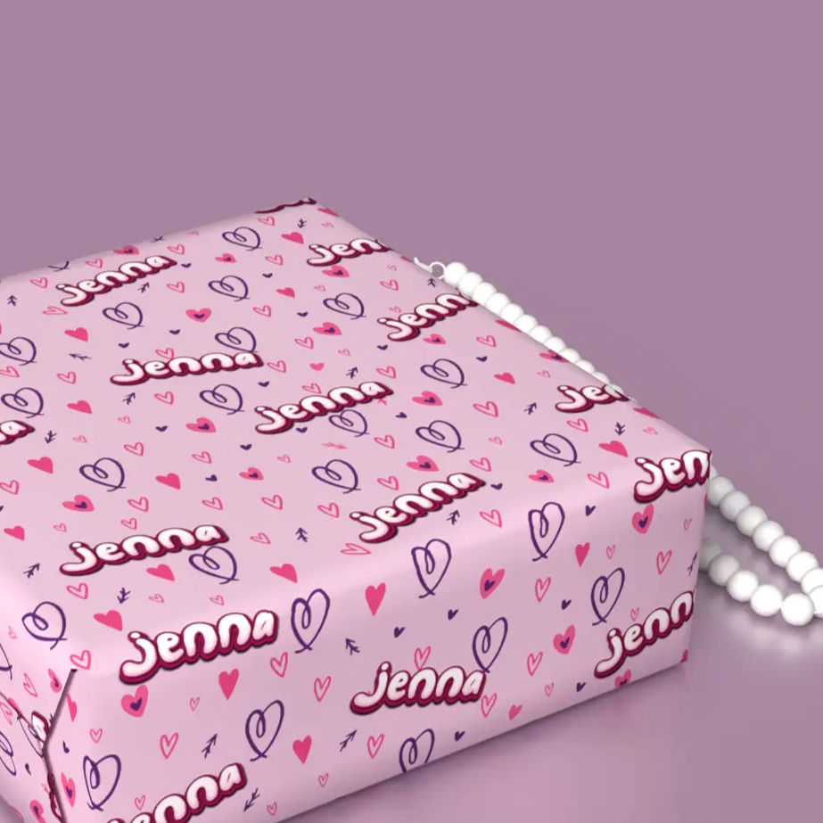 bubbly script custom birthday gift wrap