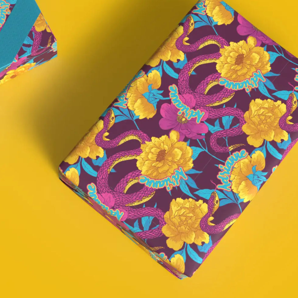 serpent bloom personalized snake and floral custom gift wrap