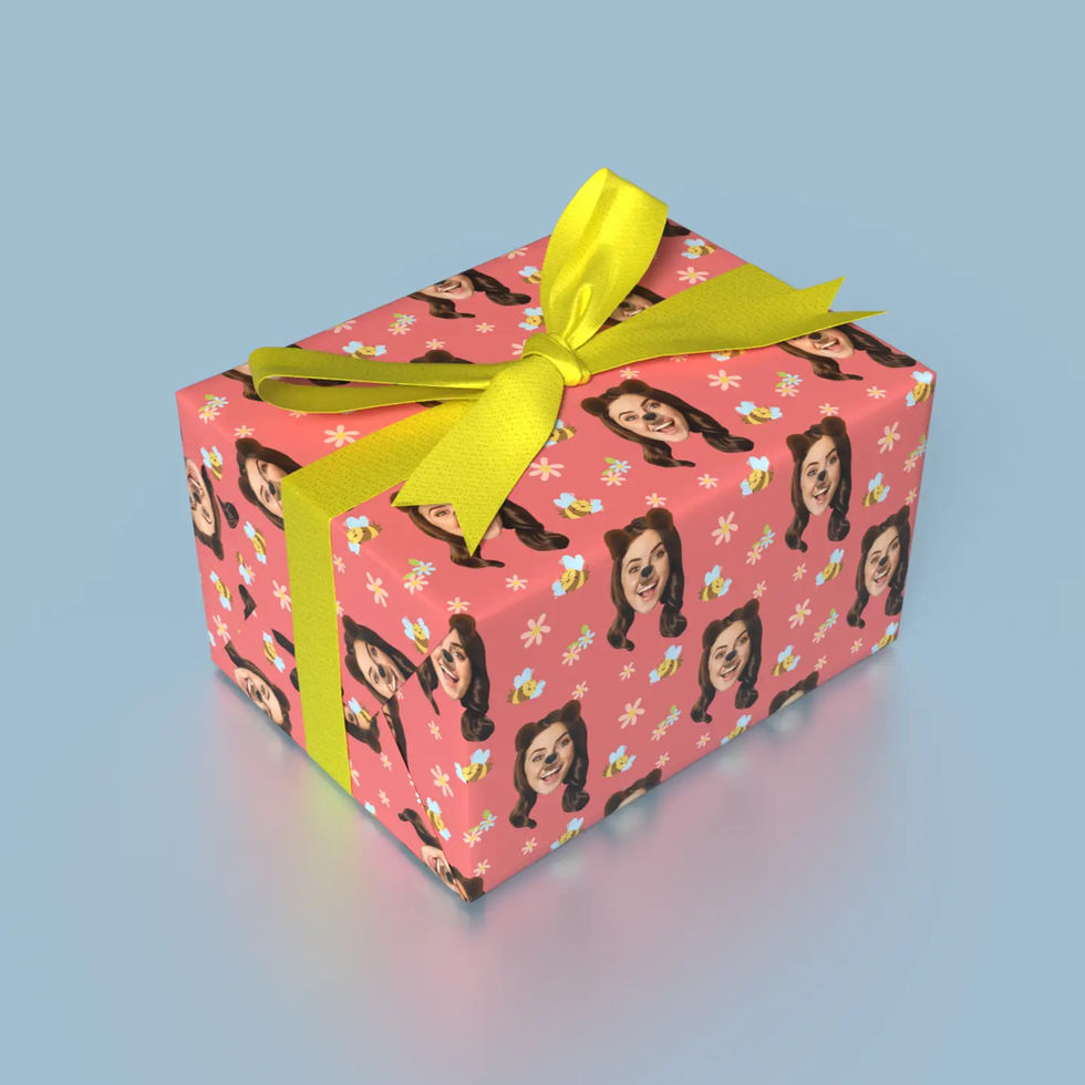 bee mine photo face personalized wrapping paper