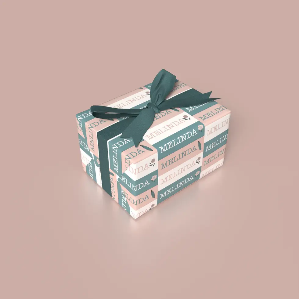 dusty rose and teal retro personalized gift wrap