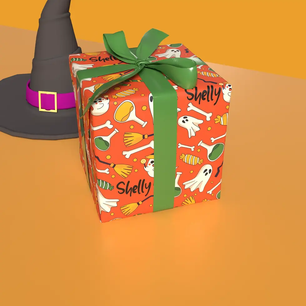 personalized halloween wrapping paper orange