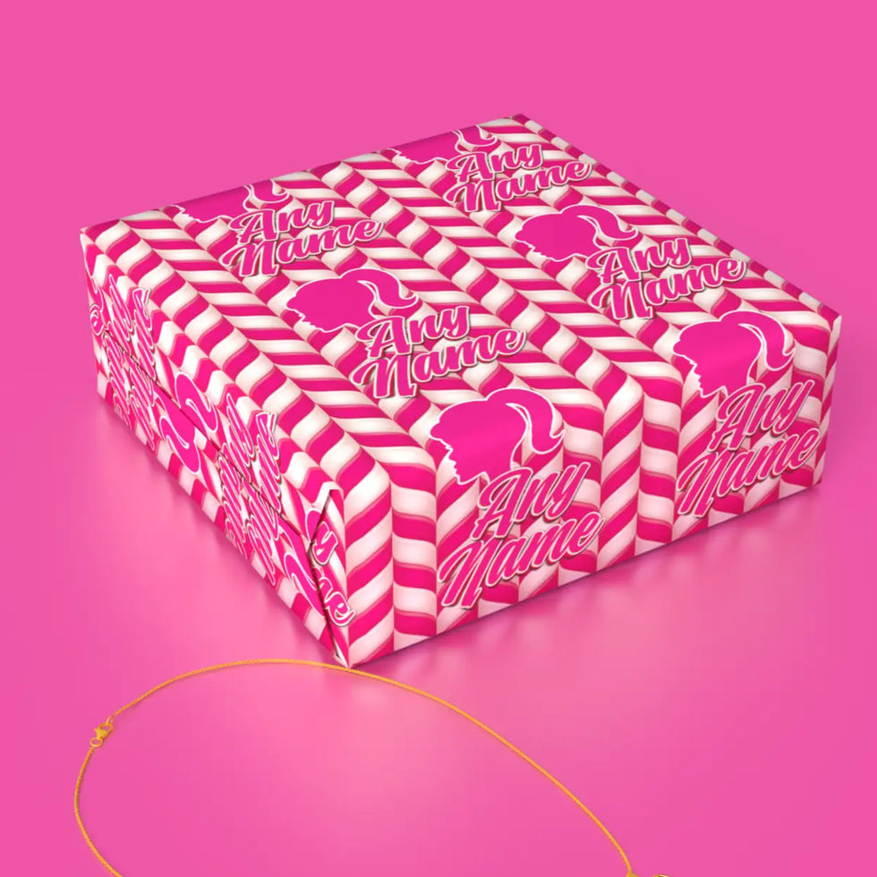 playful doll themed wrapping paper personalized