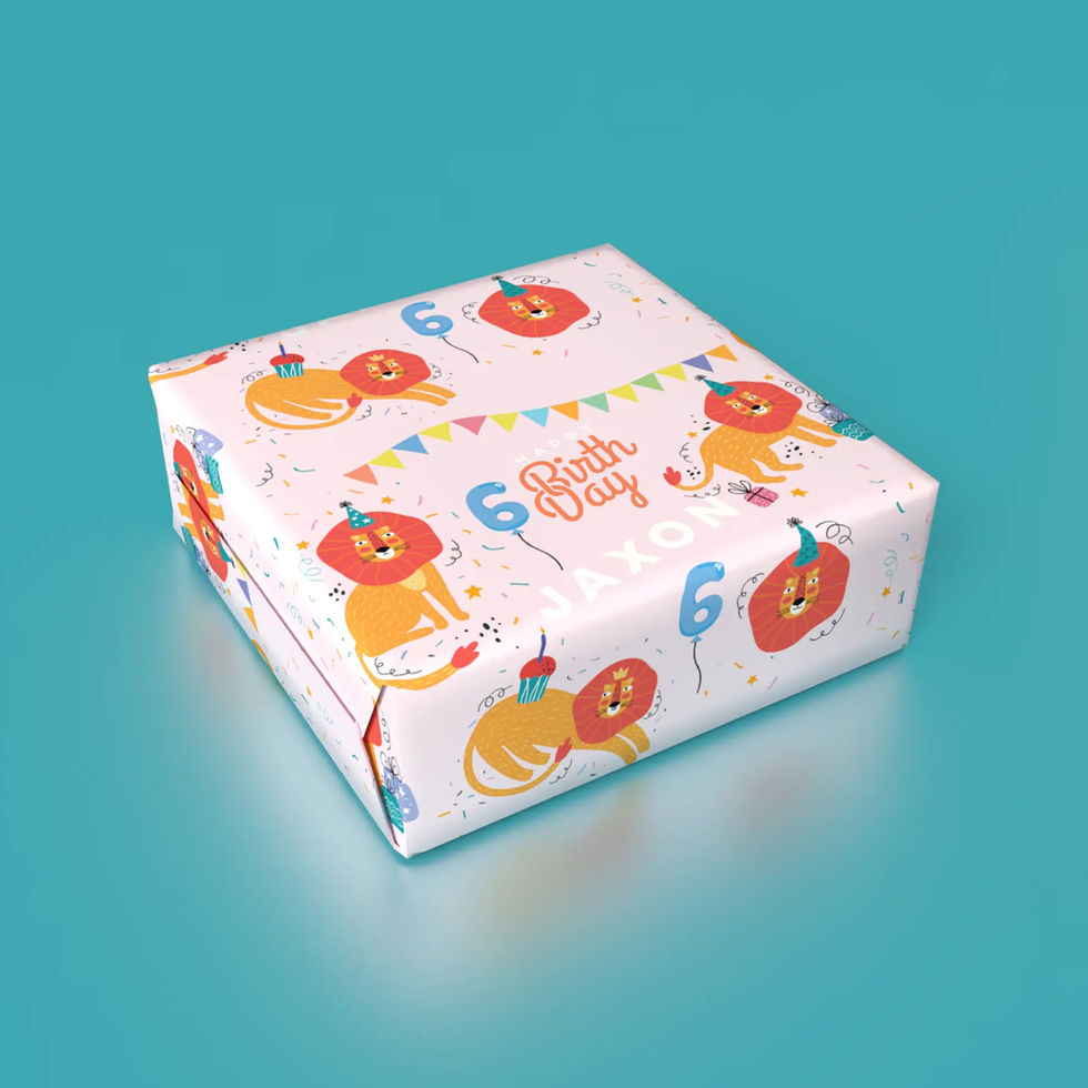personalized lion birthday wrapping paper