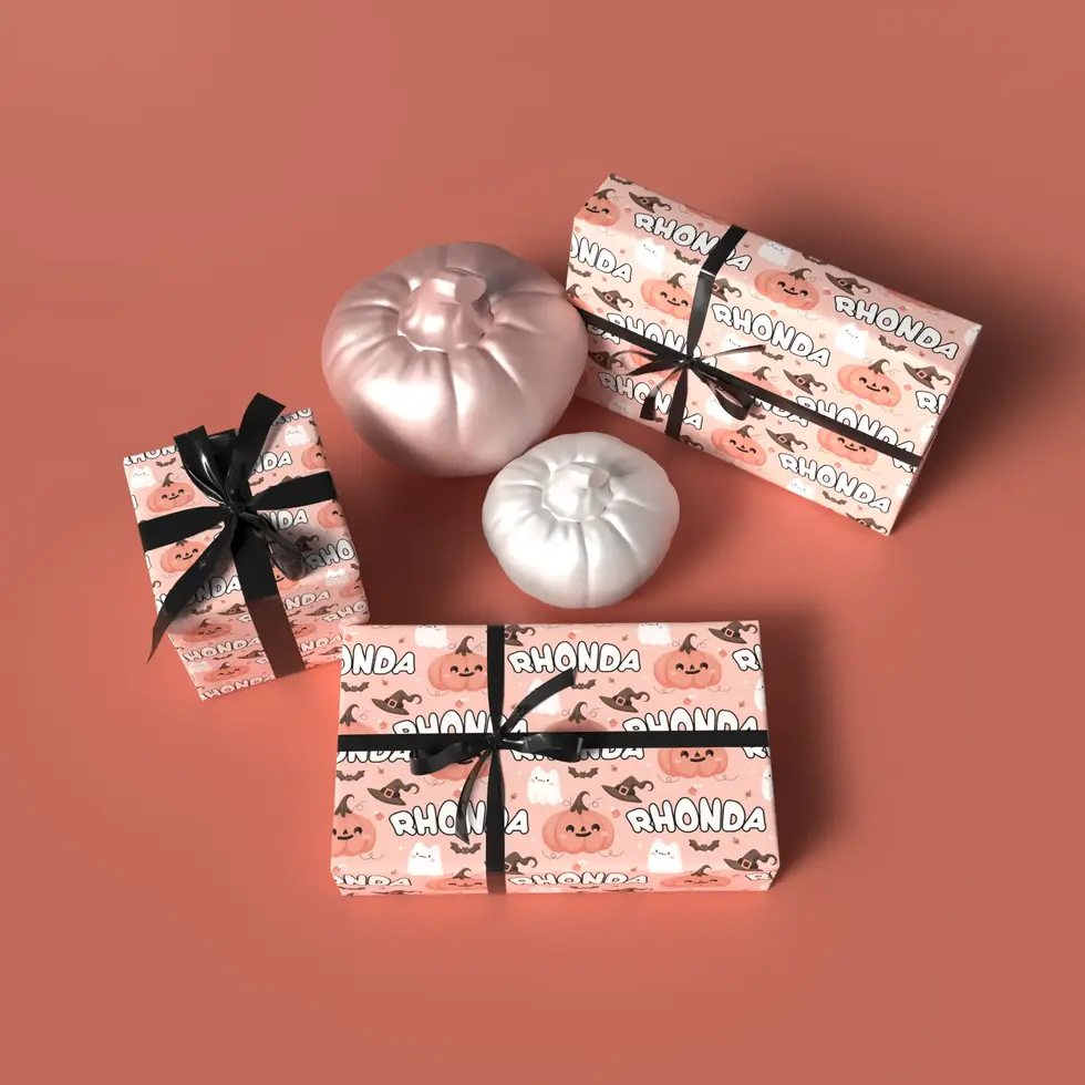 custom name halloween wrapping paper