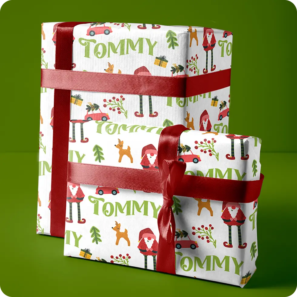personalized santa squad kids christmas wrapping paper