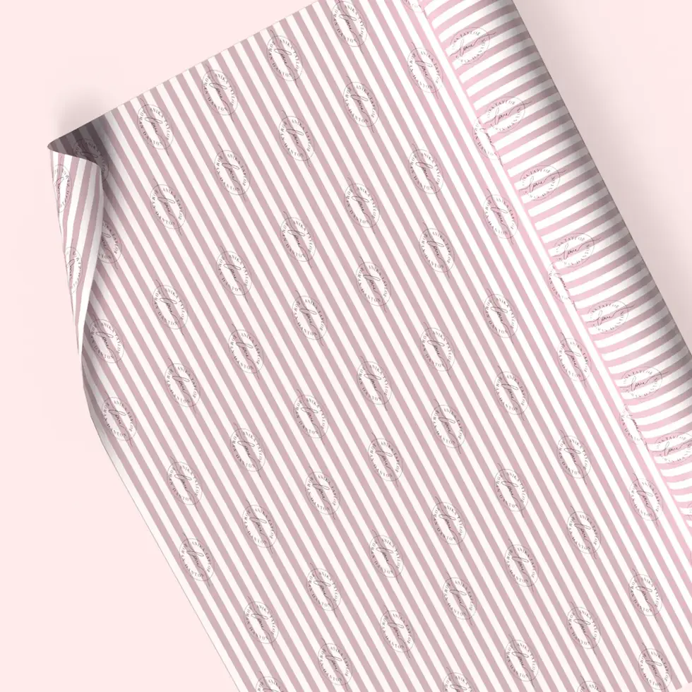 romantic blush pink wedding gift wrap with names