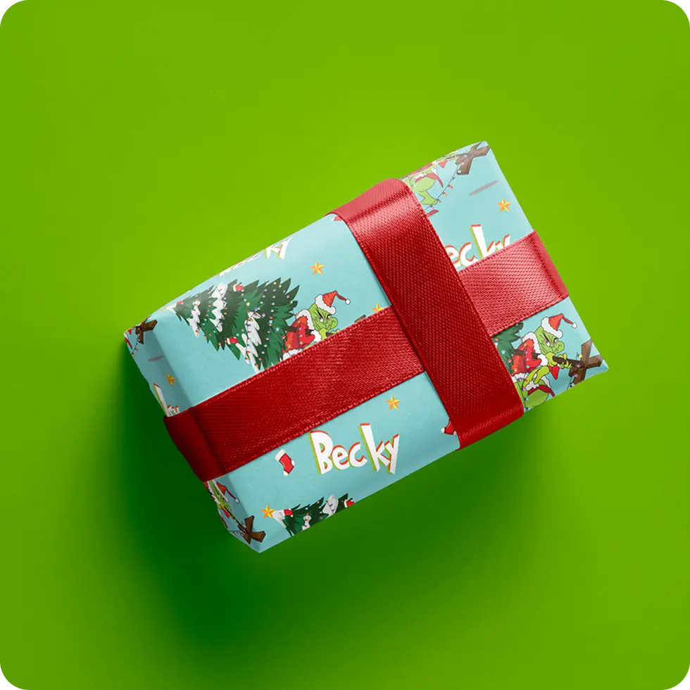 grinchy lights christmas tree gift wrap