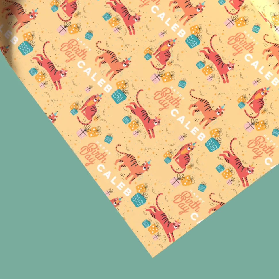 personalized animal birthday wrapping paper