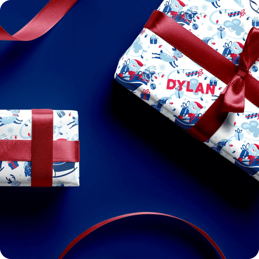 personalized christmas gift wrap santa and reindeer