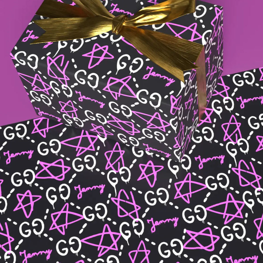 graffiti style gucci birthday wrapping paper