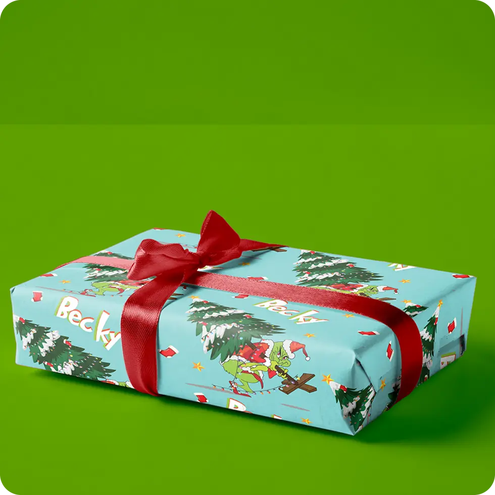 funny green grinch holiday wrapping paper