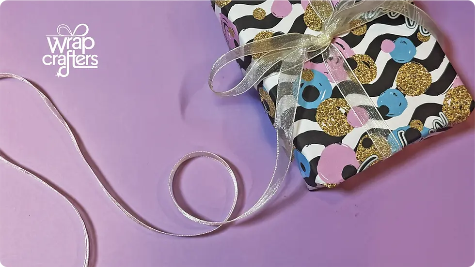 neatly wrapped gift box with clean folds and ribbon bow