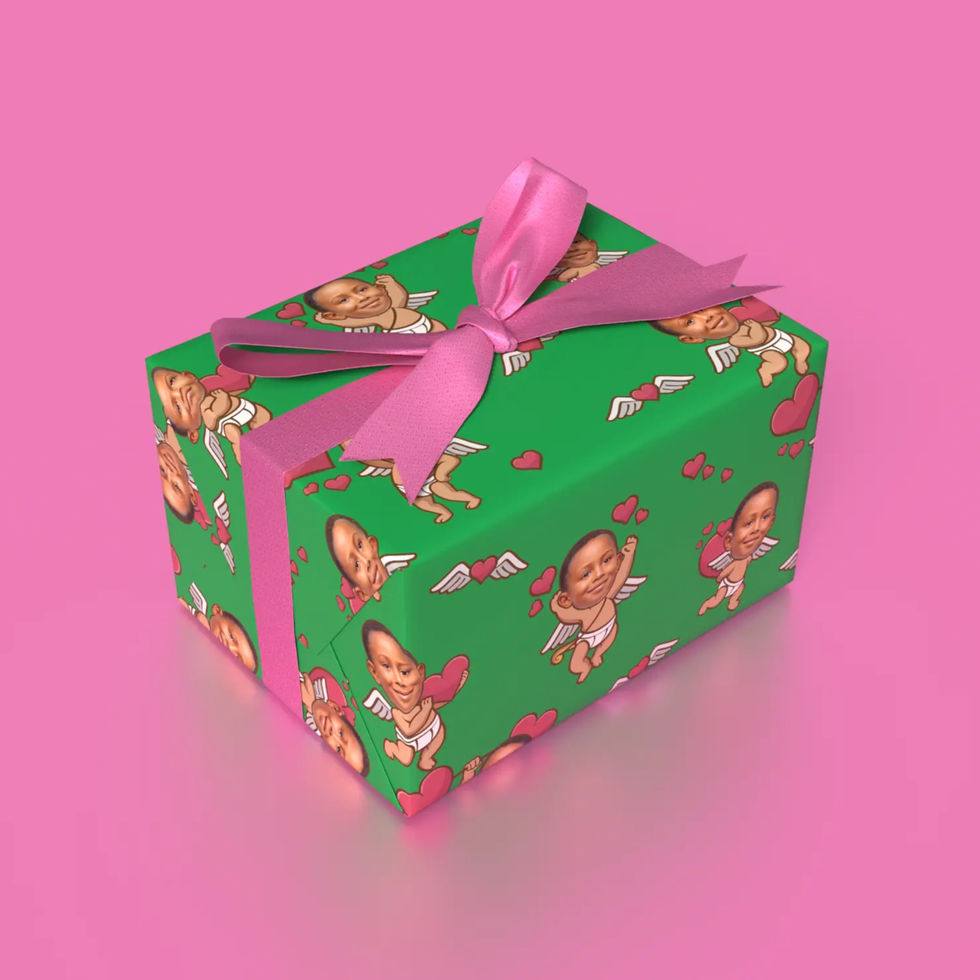 funny face-in-hole romantic wrapping paper