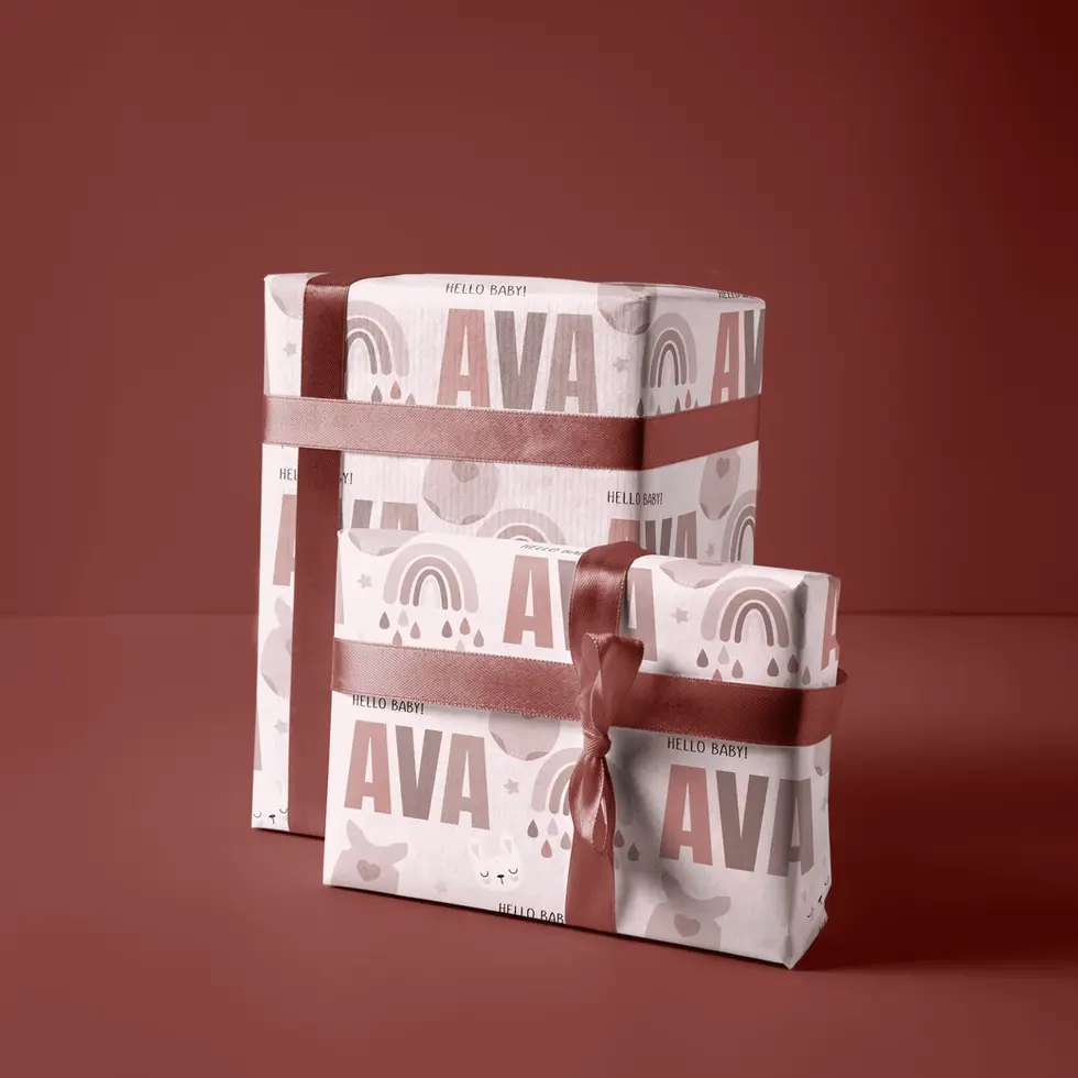 custom name modern baby gift wrap