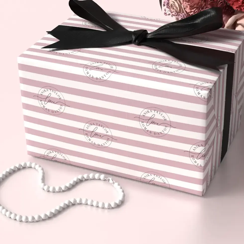 elegant blush pink custom name wrapping paper