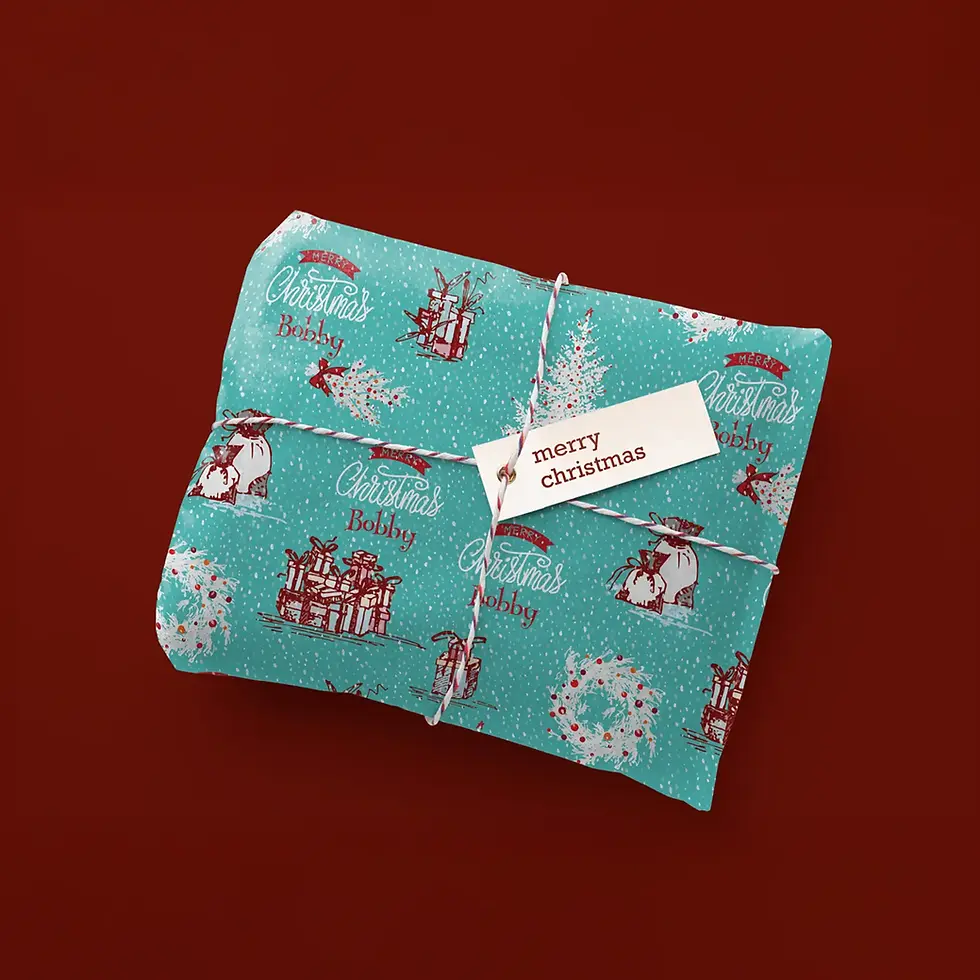 personalized mint christmas wrapping paper