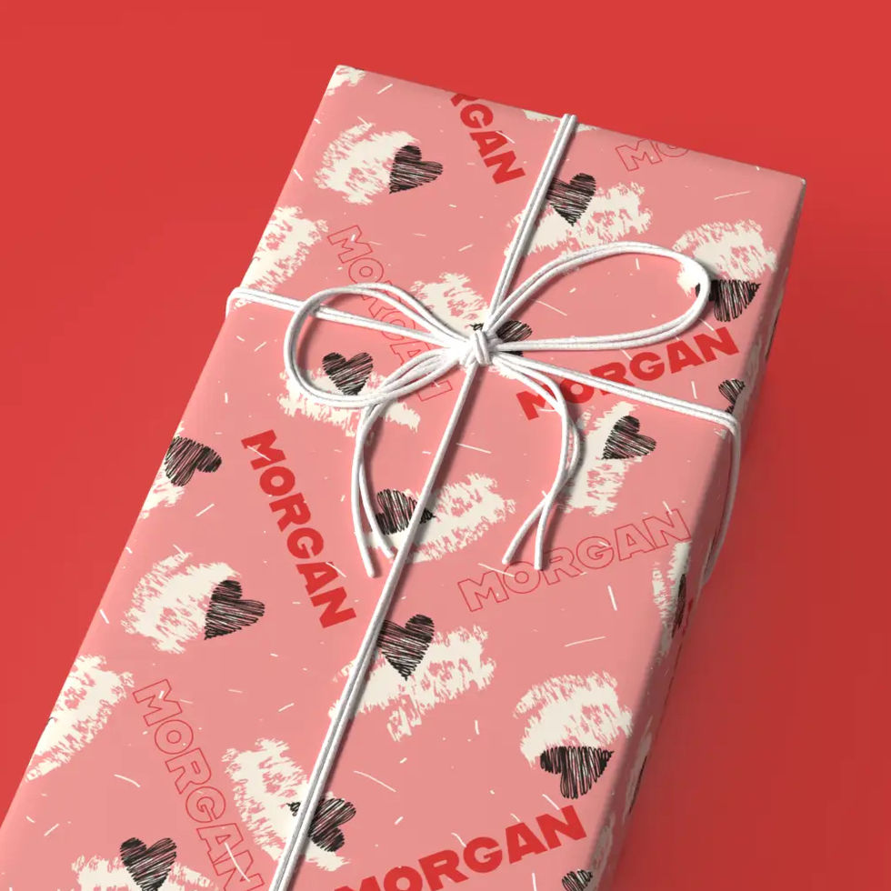 scribble hearts personalized wrapping paper