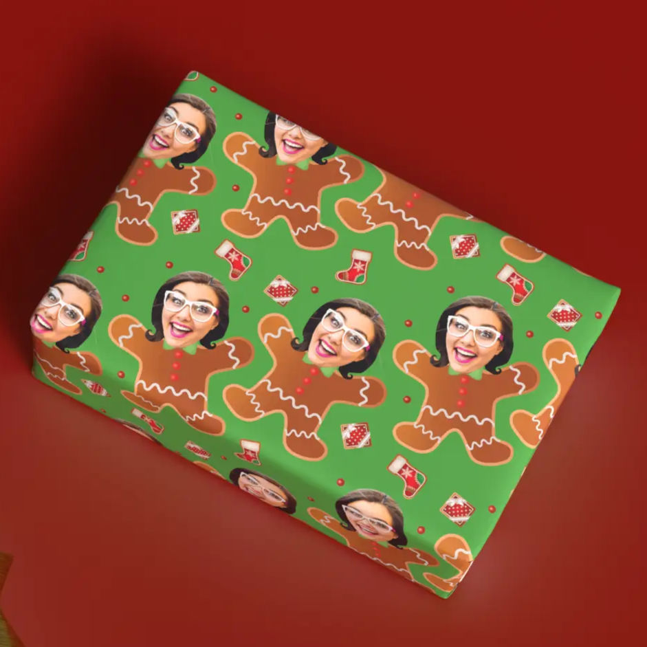 custom face holiday gift wrap