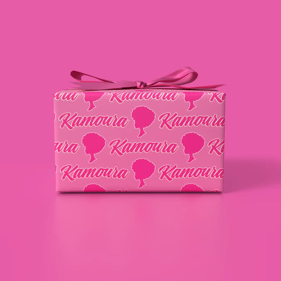 hot pink camera personalized gift wrap afro girl