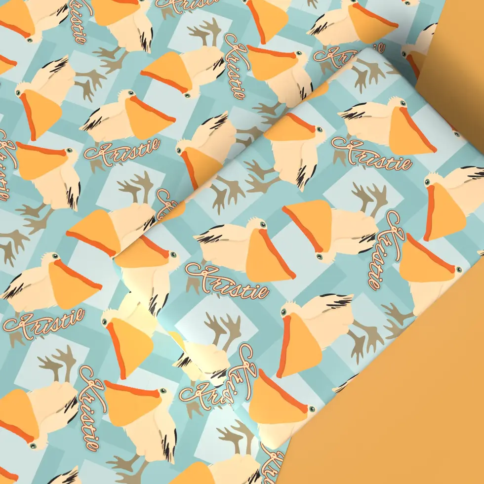 personalized pelican bird wrapping paper