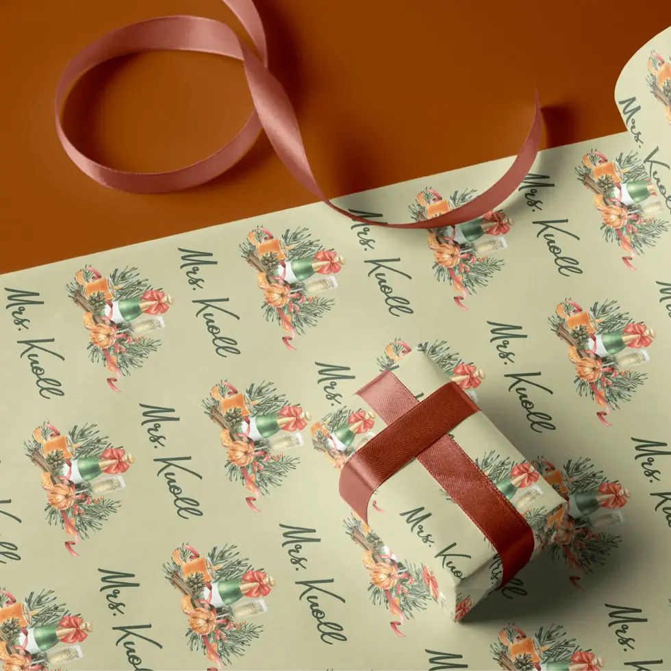 custom name holiday gift wrap