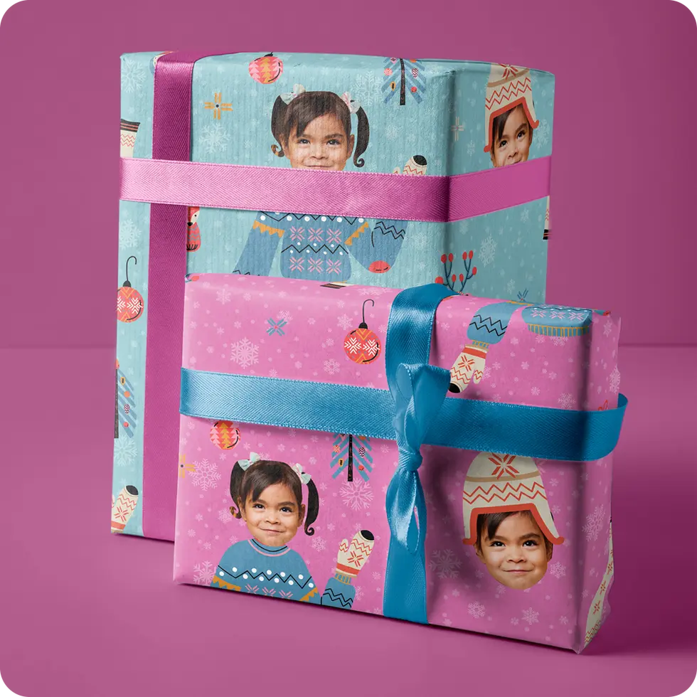 personalized photo face christmas wrapping paper