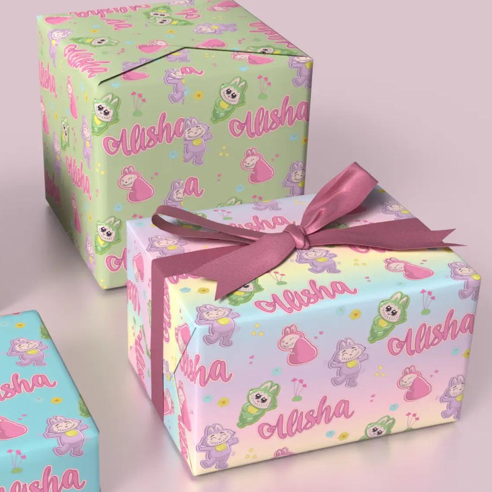 personalized Mochi Monsters wrapping paper