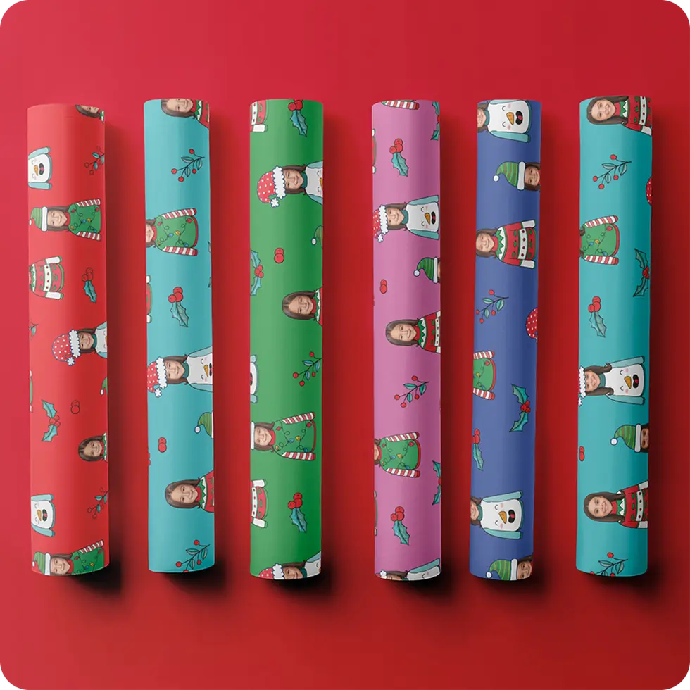 pet face christmas gift wrap custom printed