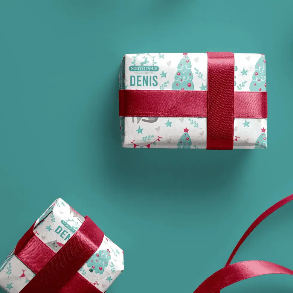 mint tree holiday gift wrap personalized