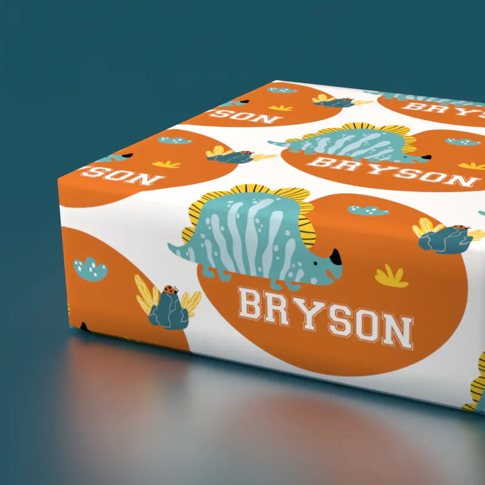 customized dinosaur party gift wrap