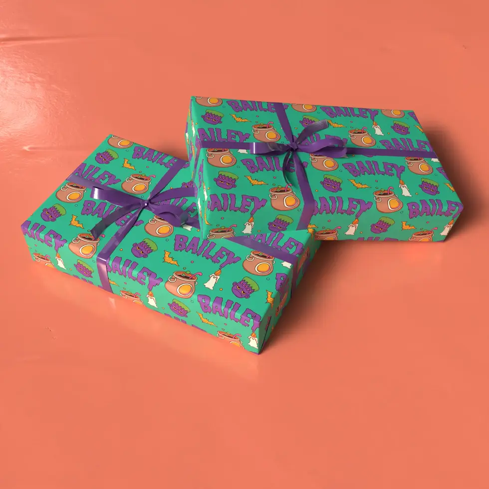 custom name monster gift wrap