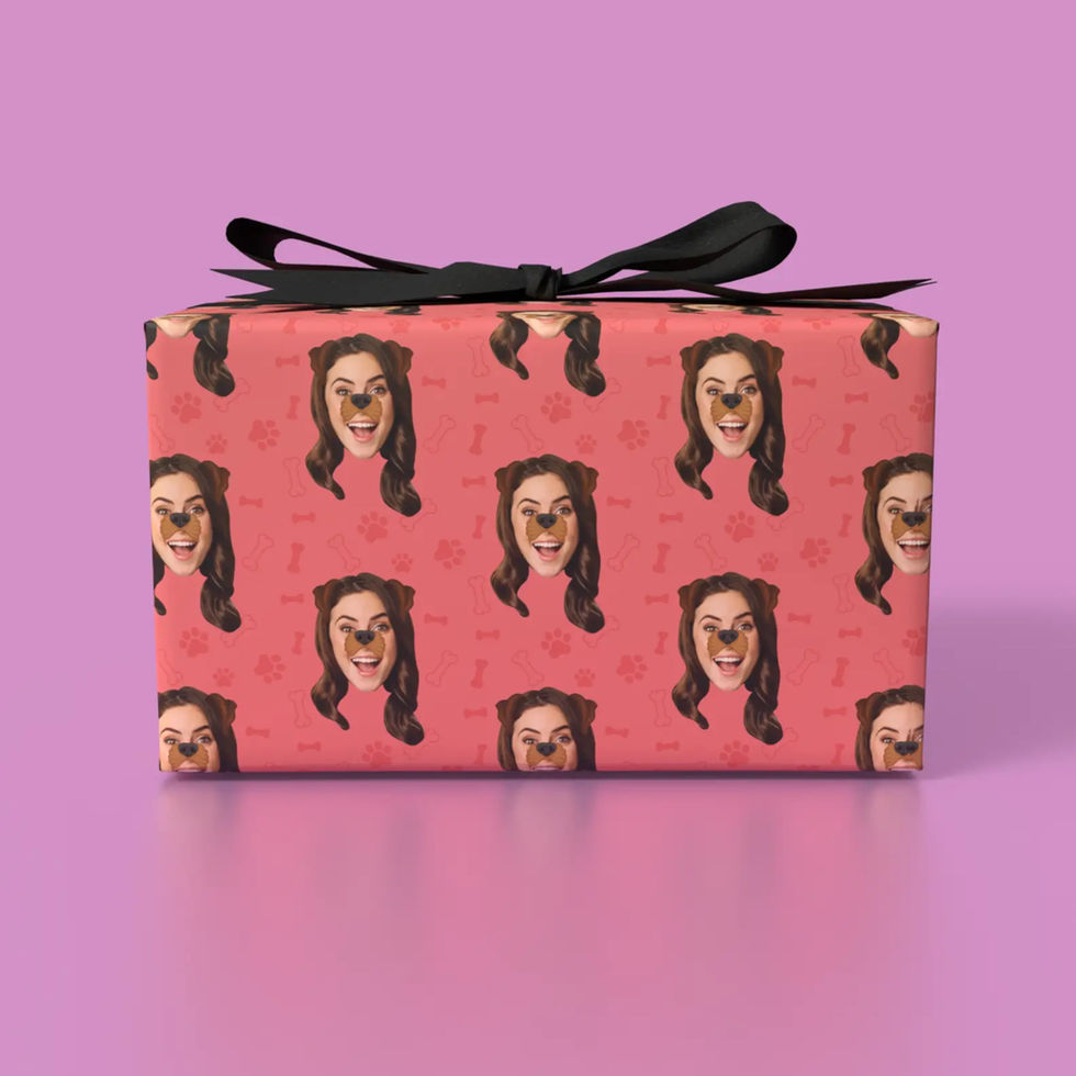 playful dog wrapping paper with photo