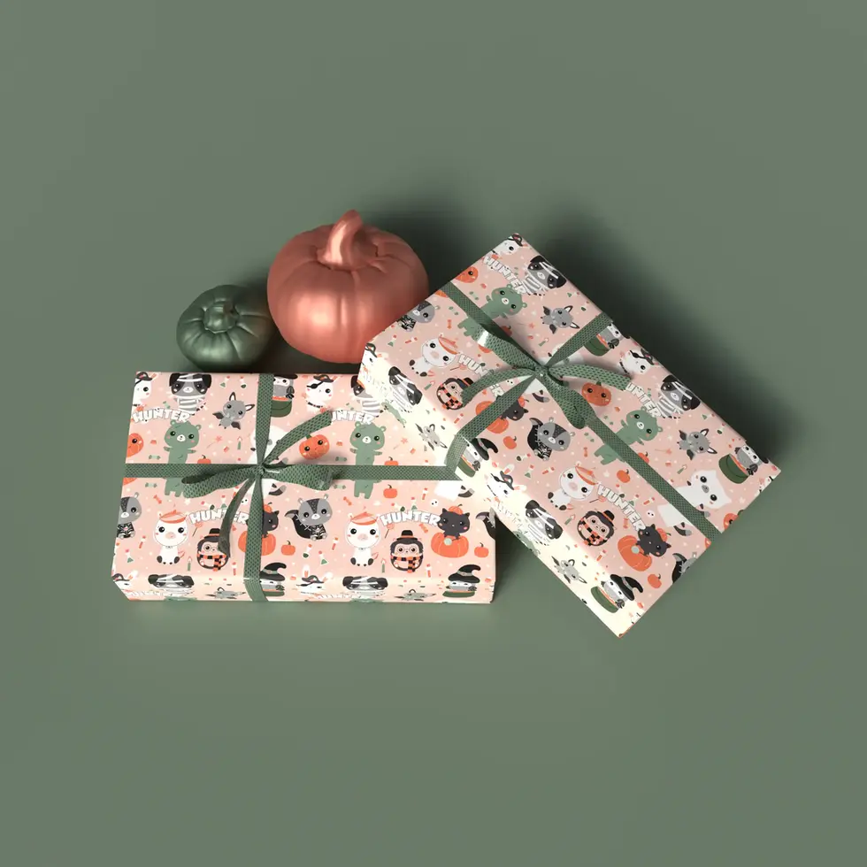 personalized halloween animal wrapping paper