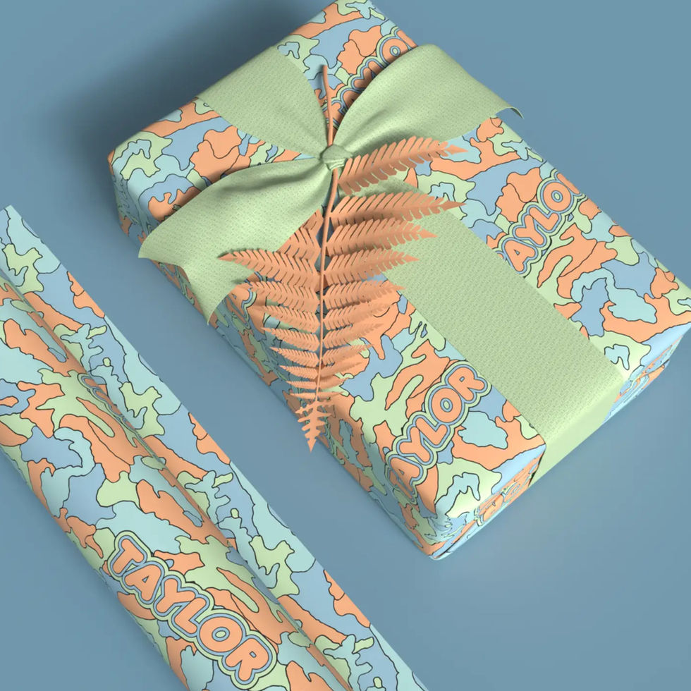 groovy camo personalized pastel camouflage wrapping paper