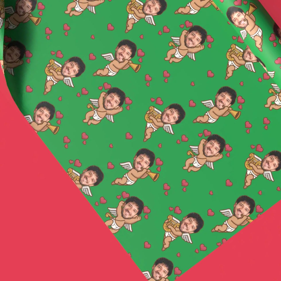 playful romantic anniversary wrapping paper