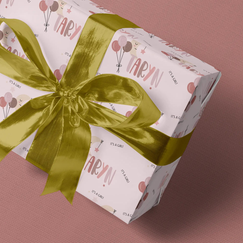 over the moon girl personalized baby wrapping paper