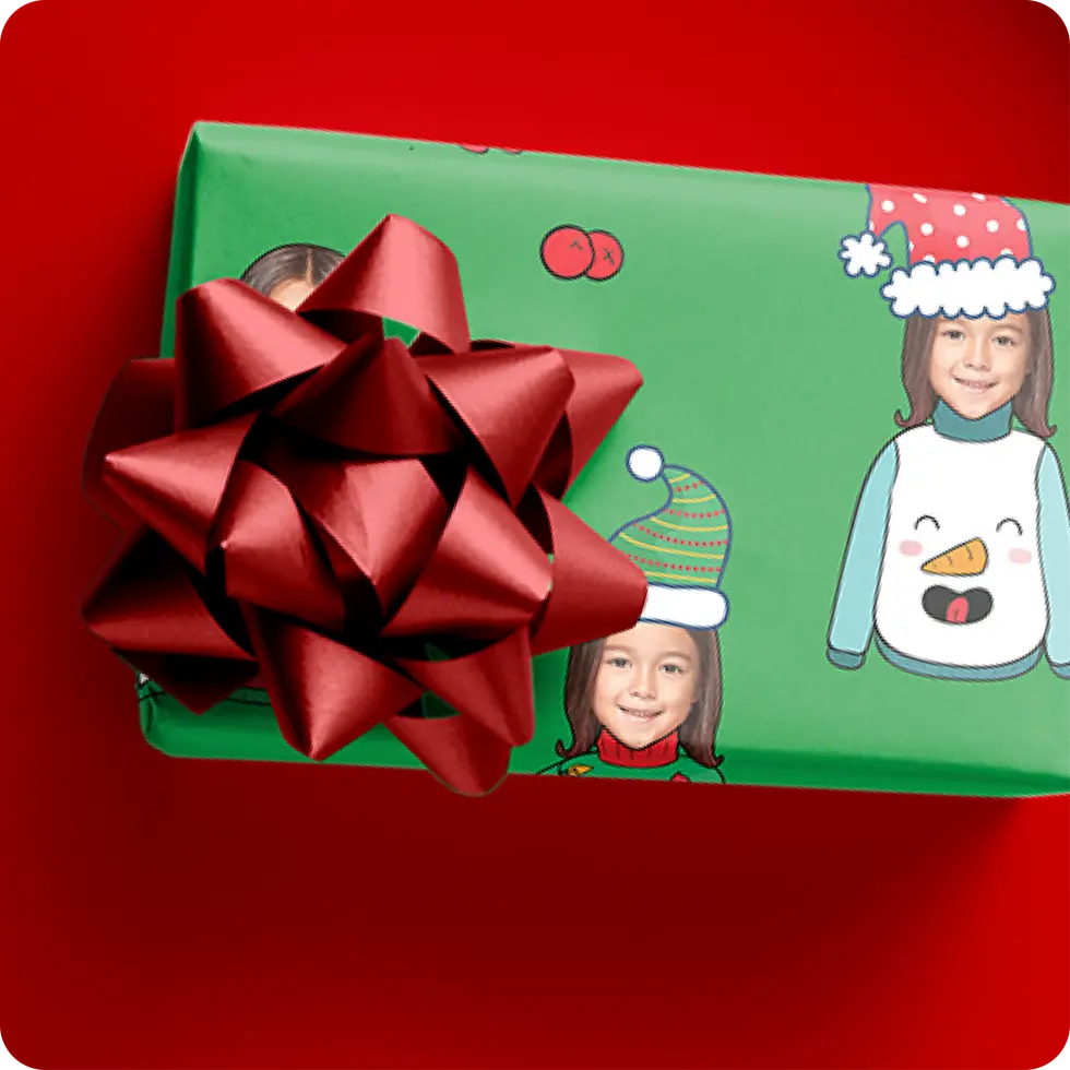personalized face christmas wrapping paper