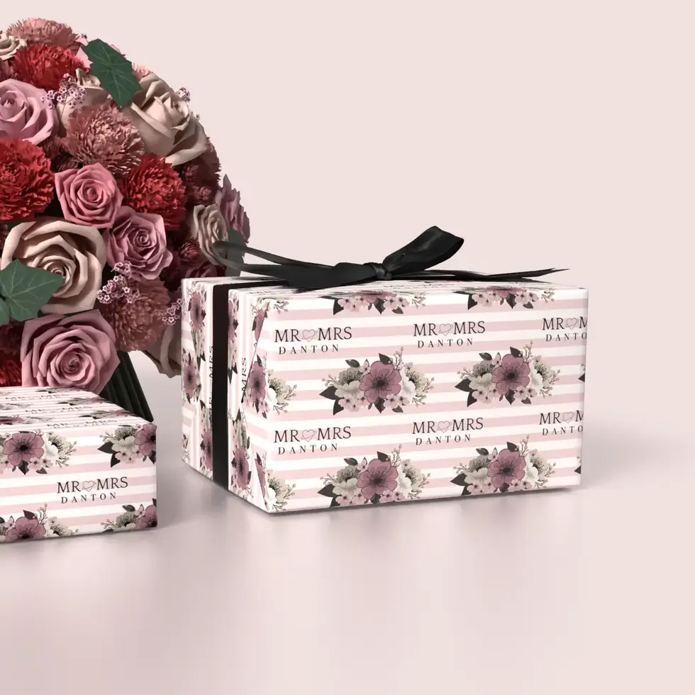 gift wrap with couple’s name