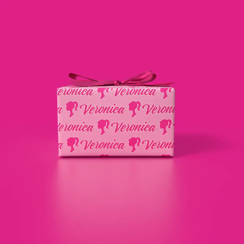 playful barbie birthday wrapping paper