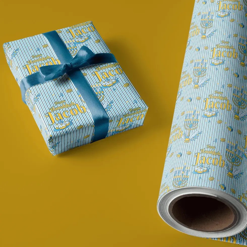 gelt coin hanukkah wrapping paper personalized
