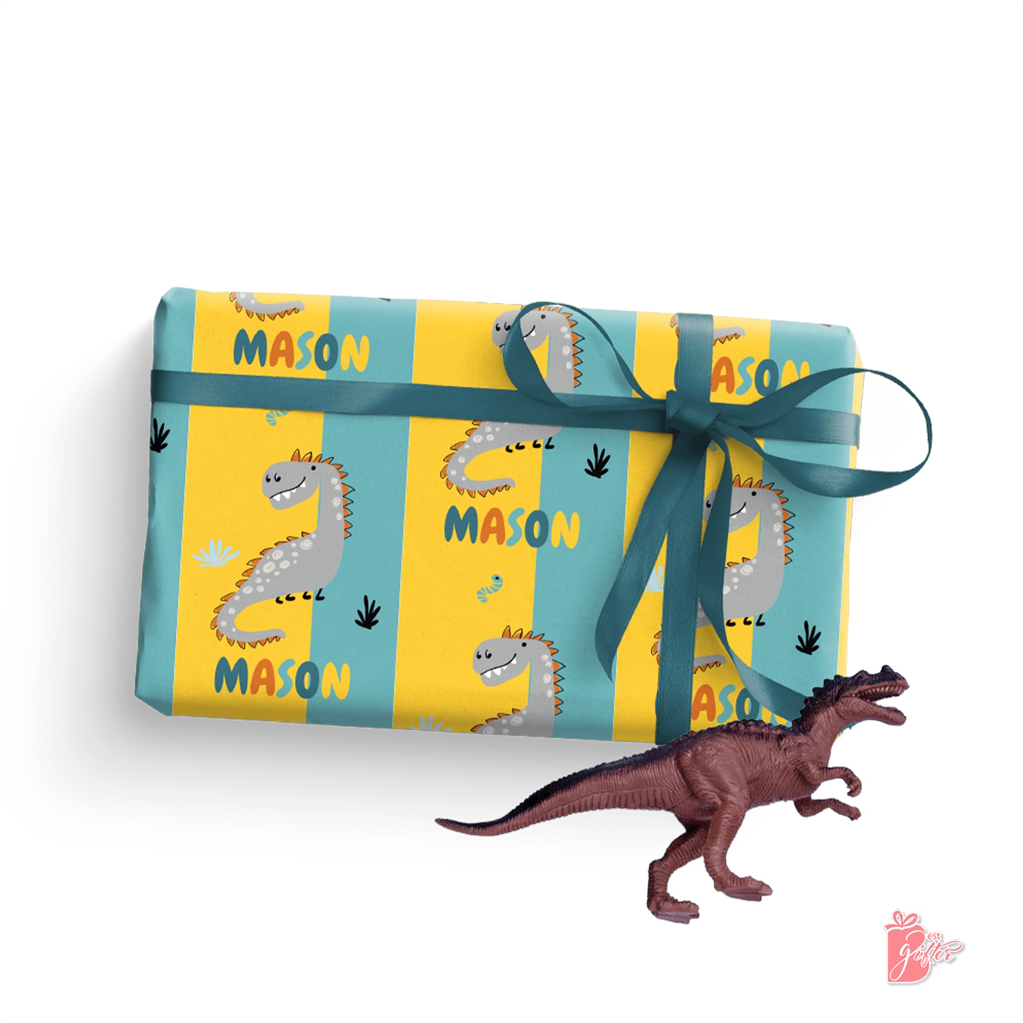 Unique Customizable Wrapping Paper - Dinosaur Party Theme with Personalization