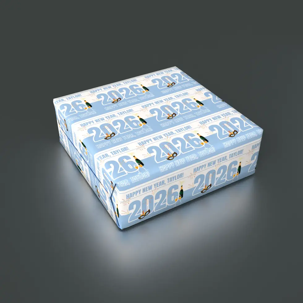 blue pink and mint green new year countdown wrapping paper