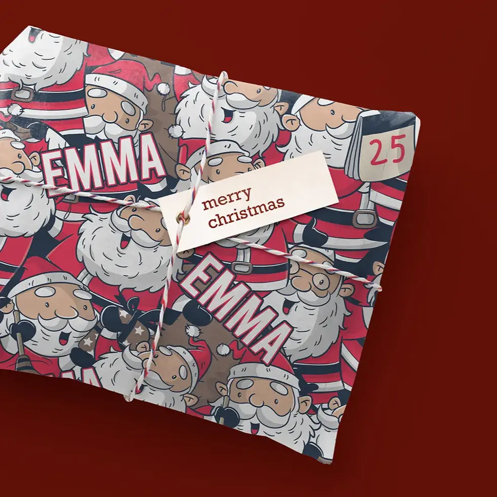 funny santa holiday gift wrap custom