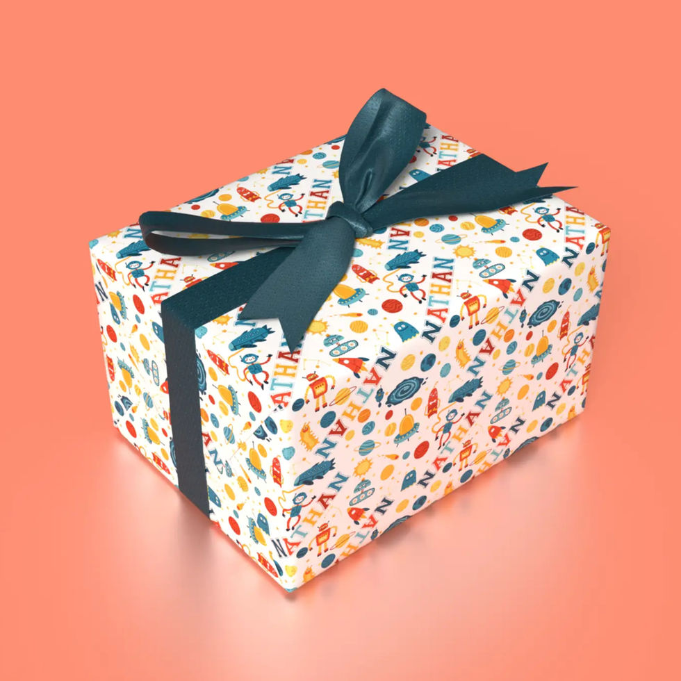 cream background space theme wrapping paper