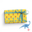 Thumbnail: Customizable Smiling T-Rex Stripes Personalized Gift Wrapping Paper - Blue and Orange Smiling T-Rexes on Yellow Background