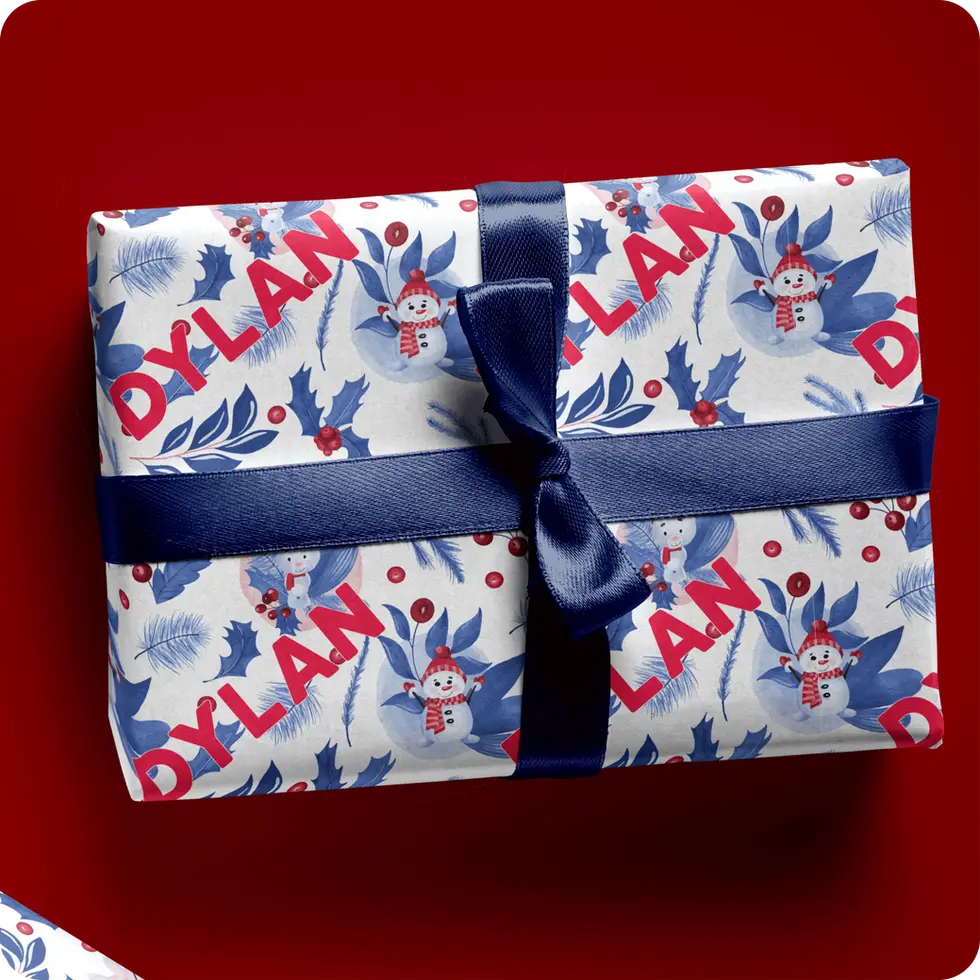 personalized snowman christmas wrapping paper