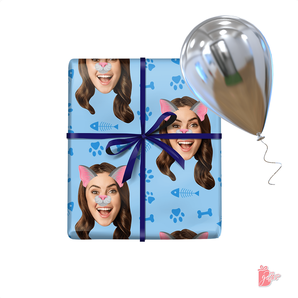 Thumbnail: Gift Wrap with Cat Filter Face: Personalized Face Cutout, Playful Charm